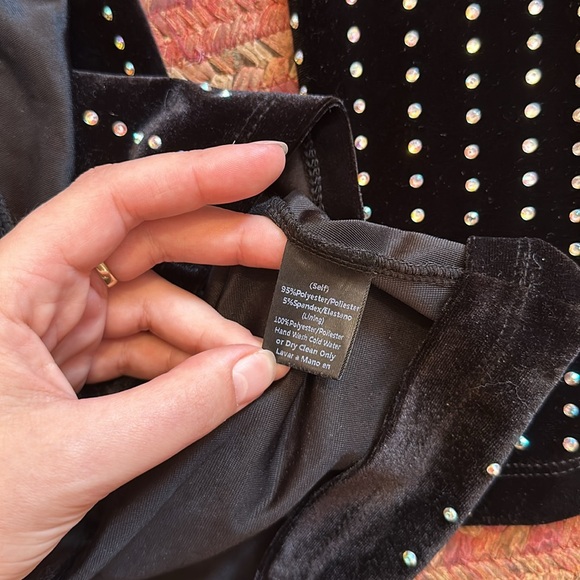 WINDSOR BLACK VELVET STUDDED V NECK WRAP LONG SLEEVE DRESS - Picture 11 of 11